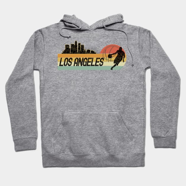 Los Angeles Basketball Fans Cityscape Hoodie by Dibble Dabble Designs